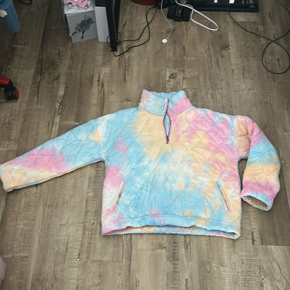 cotton candy quarter zip sweater